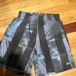 Reebok Black and Gray Graphic Shorts